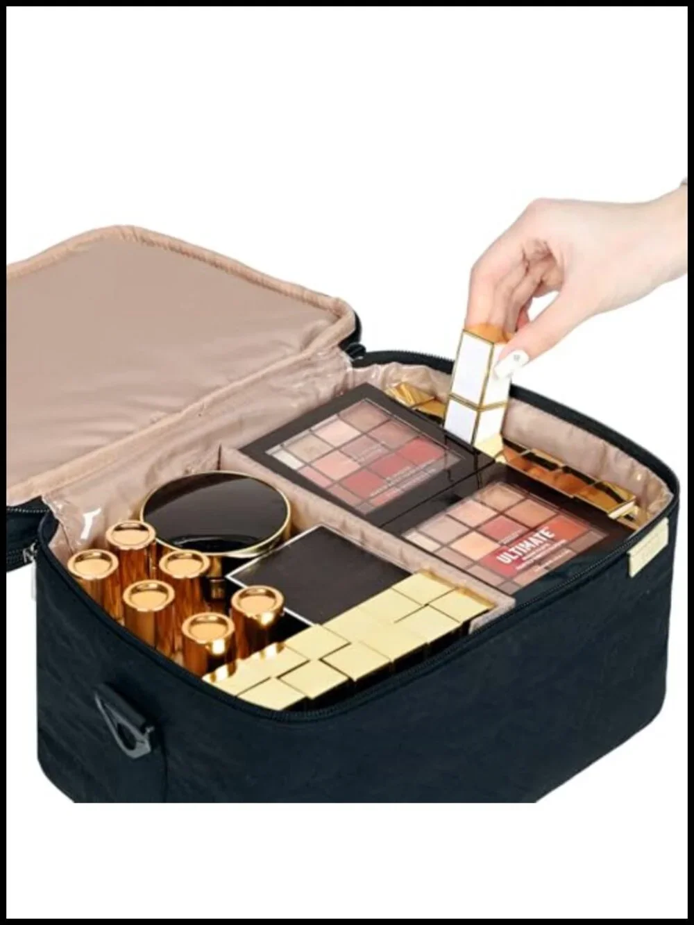 Extra Large Double Layer Makeup Bag Organizer Cosmetic Travel Case with